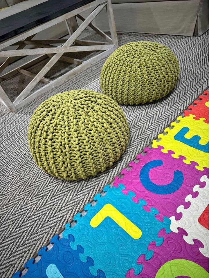 Set for green poufs - crate and barrel