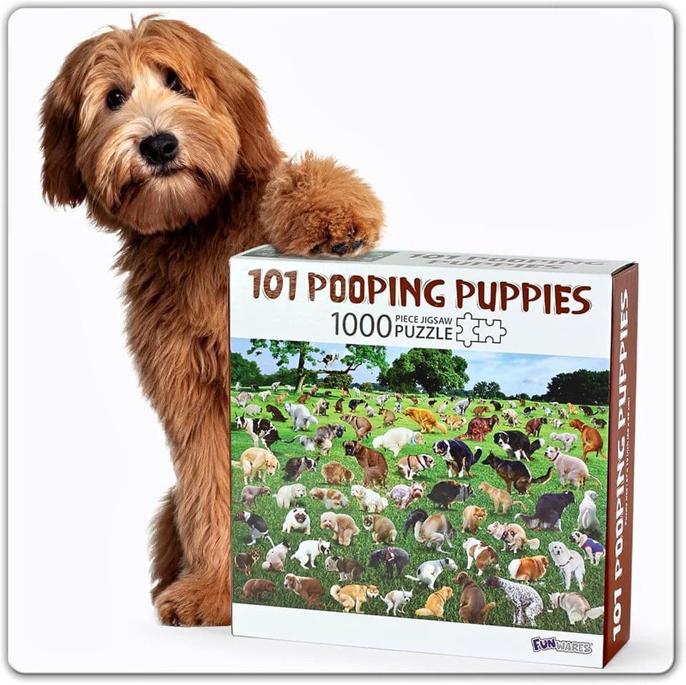 Funwares Original 101 Pooping Puppies Puzzle - Hilarious Jigsaw Puzzle - Perfect White Elephant