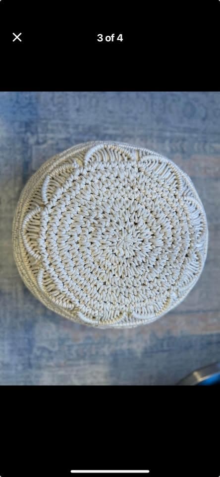 West Elm macrame pouf