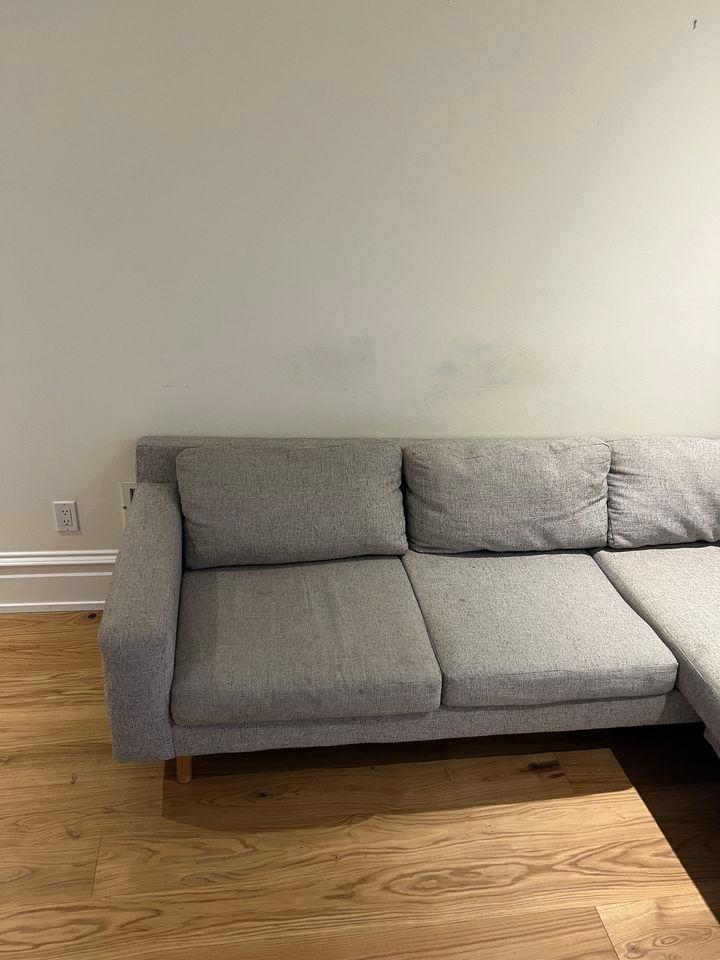 West Elm Eddy  Grey Sectional Couch