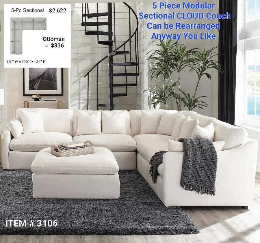 5 Piece LEATHER Cloud Couch RH dupe