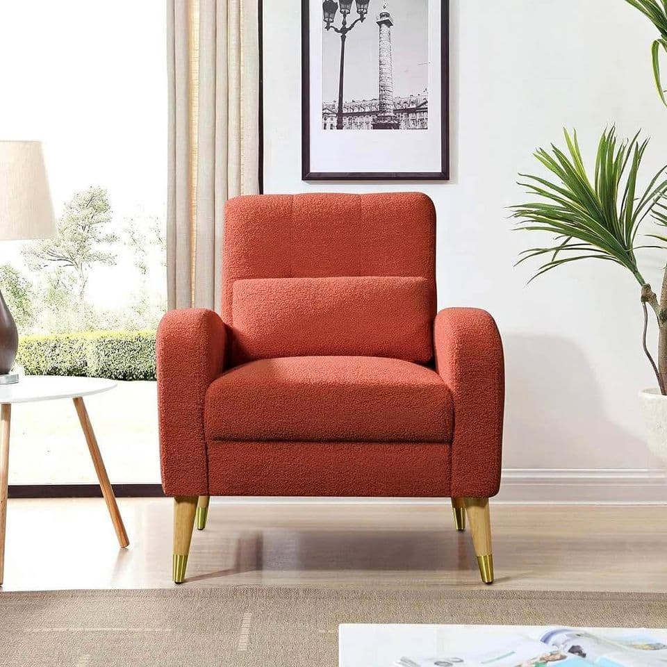 Brand New Mid Century Modern Accent Comfortable Sofa Chair, Red