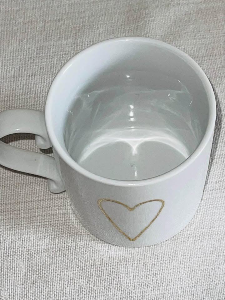 West Elm Metallic Gold Heart Coffee Tea Cup Mug 16 oz