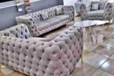 3 piece tufted velvet sofa