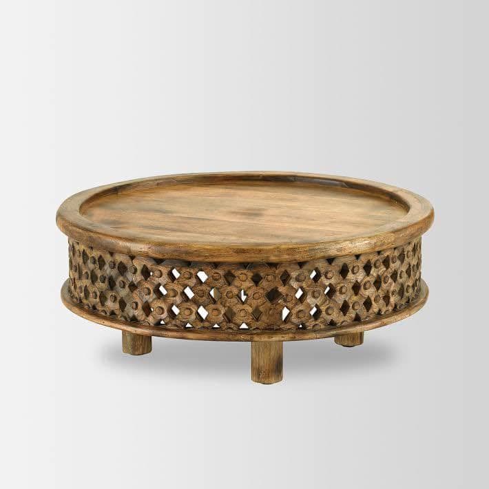 West Elm Round Carved Coffee Table