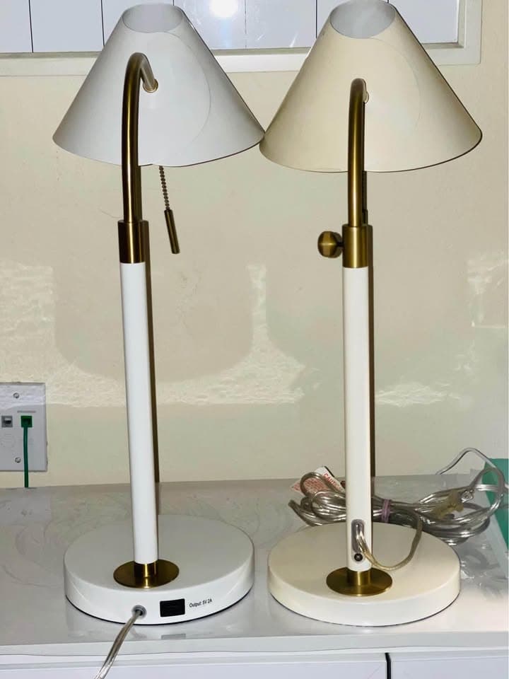 West Elm Mid Century Task Lamp (One) White & Gold