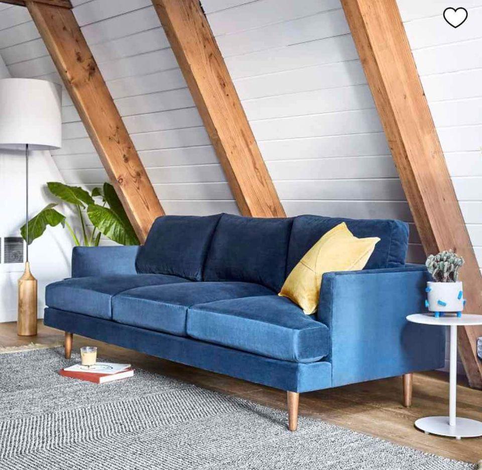 Free blue velvet West Elm couch