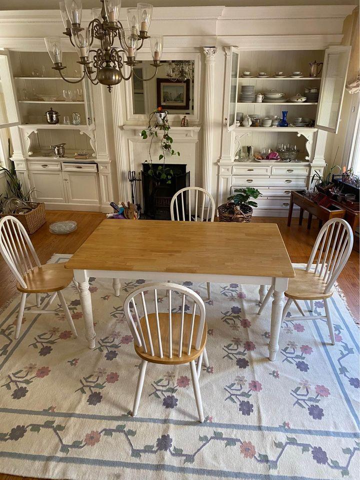 Solid wood kitchen table and four chairs