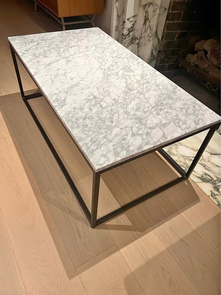 West Elm White Marble Rectangular Coffee Table