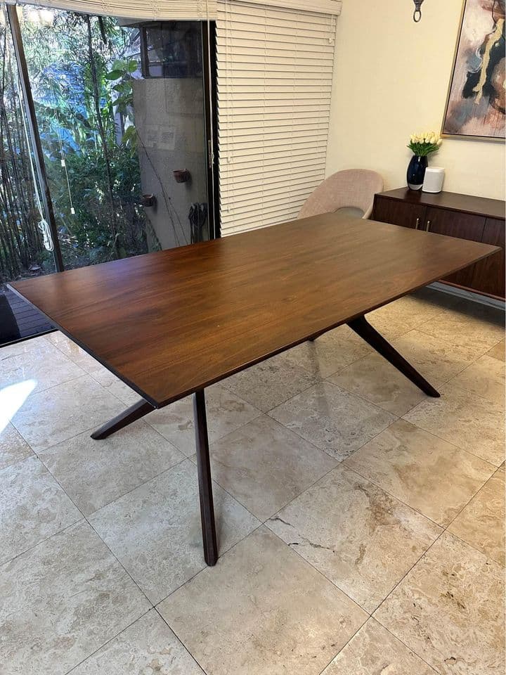 West Elm Dining Table Walnut with Brass Details