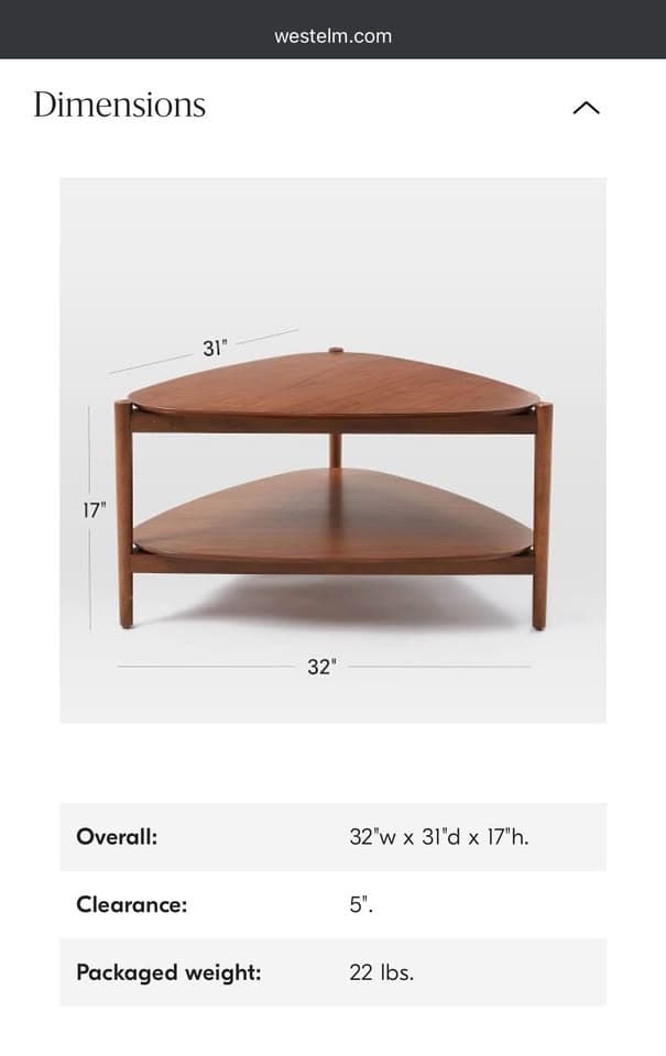 West Elm mid-century modern coffee table