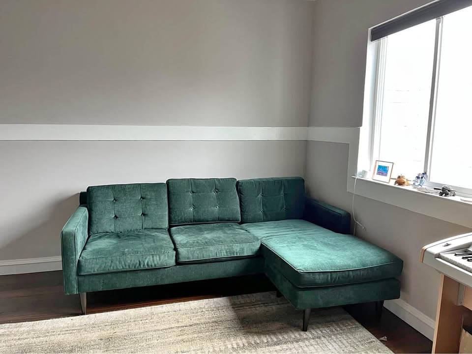 Green Velvet West Elm Couch