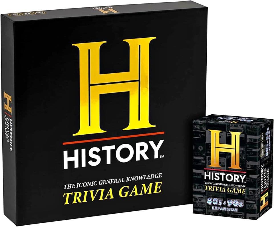 History Channel Trivia Board Game Deluxe Edition with 80s  90s Expansion Pack - 2400 General Kn