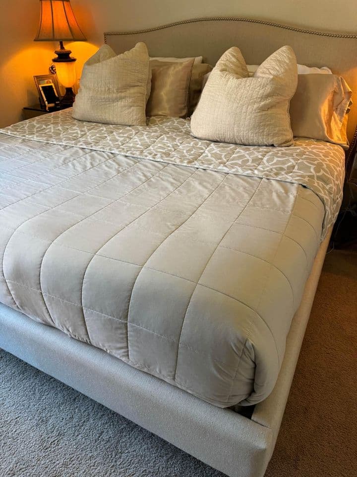 Crate and Barrel Colette King Size Upholstered Bed Frame.