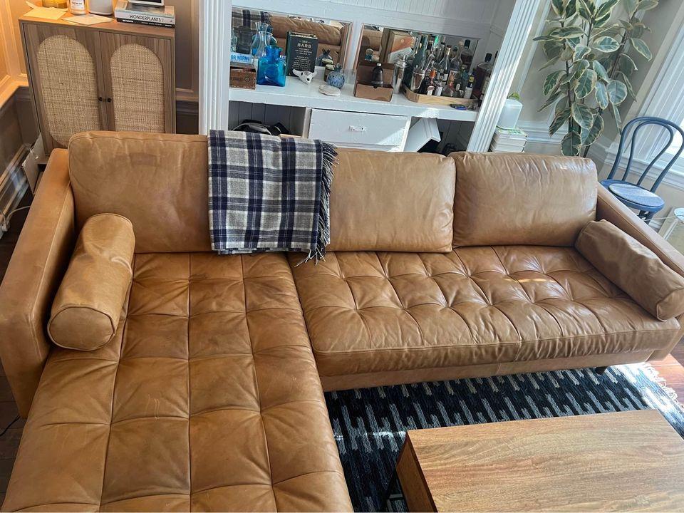 Tan Napa Leather Sectional Sofa