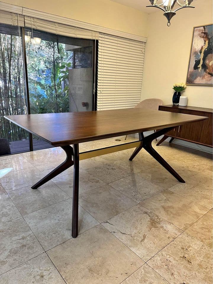 West Elm Dining Table Walnut with Brass Details