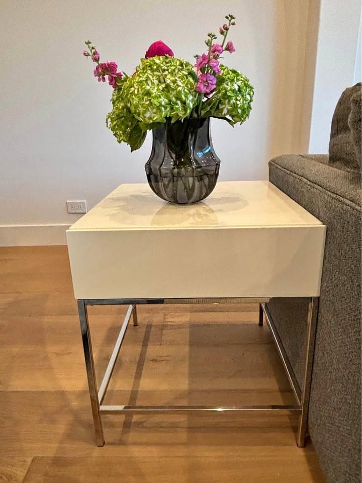 West Elm Side Tables in White Lacquer (2)